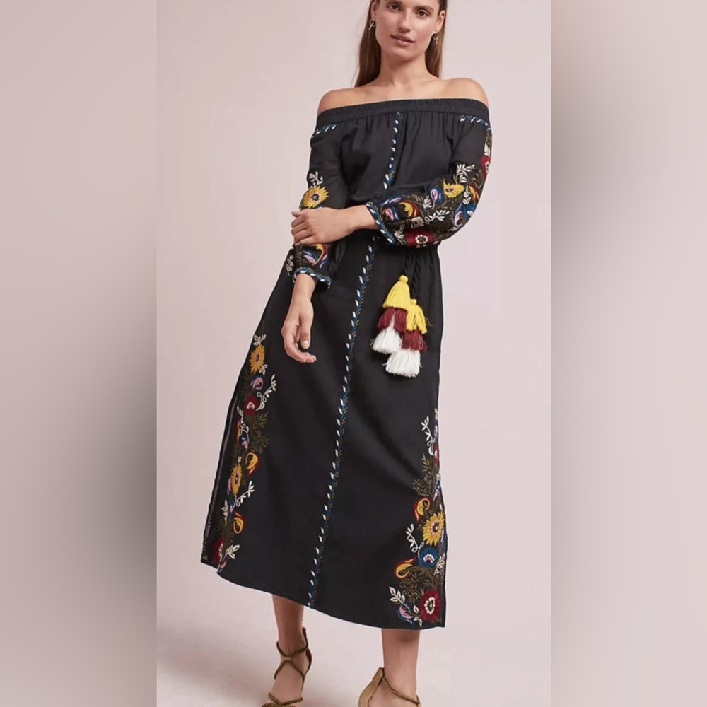 MISA Anthropologie Seine Off-The-Shoulder Dress, SMALL, new